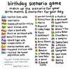 Birthday Scenario Game Birthday Scenario Game