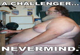 Fat Old Naked Man in Front of Computer