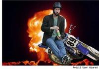Sad Keanu in a Helmet
