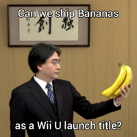 Satoru Iwata Holding Bananas