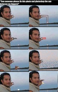 Can You Please Photoshop The Sun Between My Fingers?