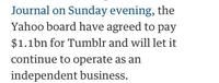 Yahoo Buys Tumblr