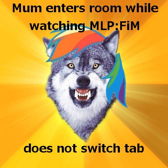 Courage Wolf watching MLP