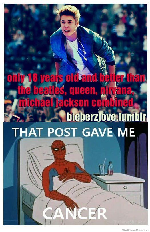 60s Spider-Ma/Justin Beiber: That post gave me cancer