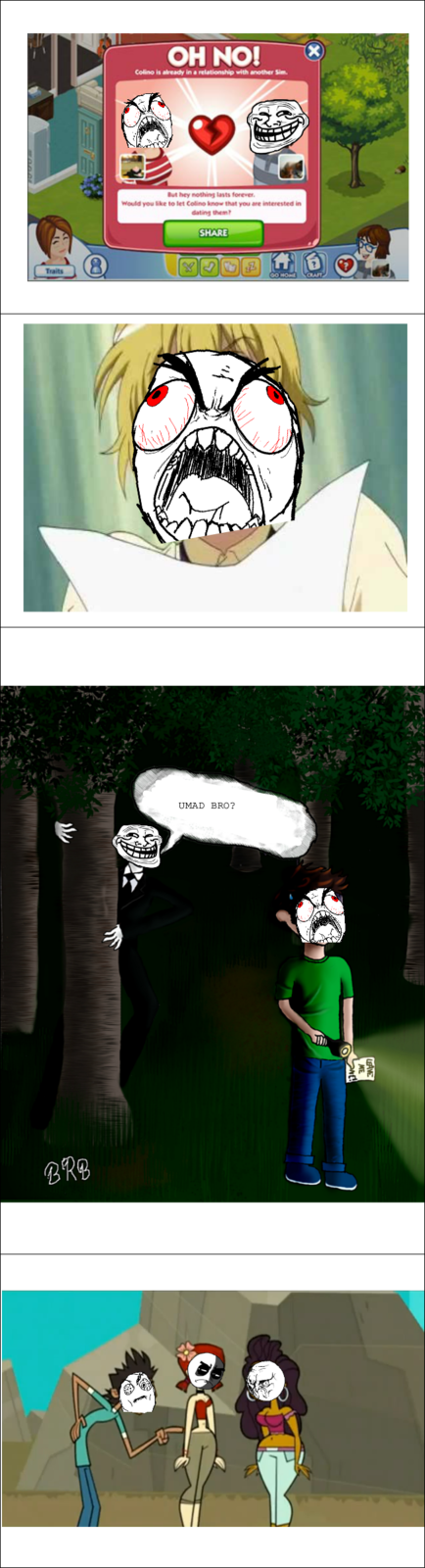 Photos with rage comic faces over it