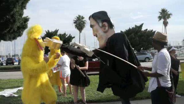 Costume Romney Attacks Costume Big Bird