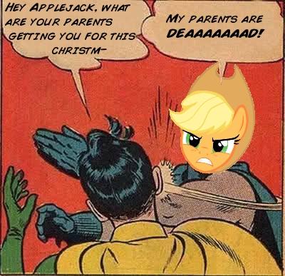 Applejack slaps Robin