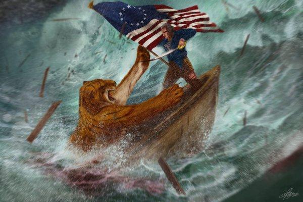 George Washington Fighting Tiger in a Hurricane