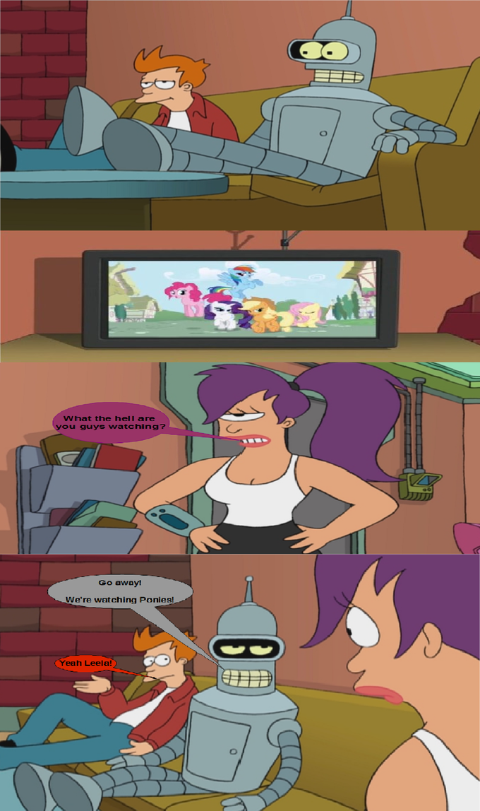 Fry And Bender Watch My Little Pony: Friendship is Magic On TV