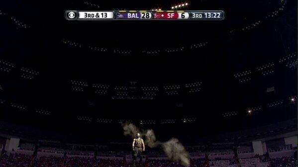 The actual scene when the Superdome went lights out...