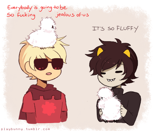 Dave and Karkat get fluffy chickens by Playbunny