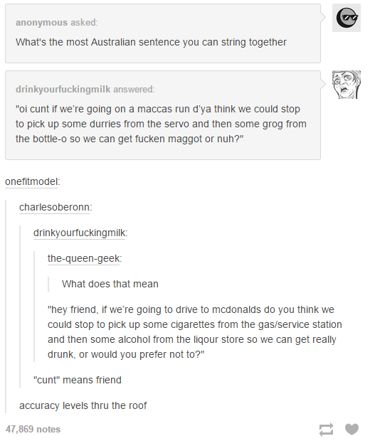 The most Australian sentence | Tumblr | Know Your Meme