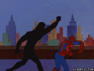 [Image: superheroes-batman-superman-learn-to-fight-spidey.gif]